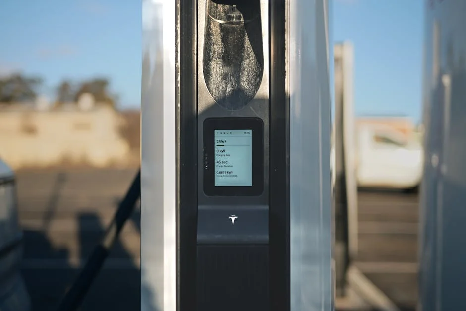 Close-up view of an electric vehicle charging station located outdoors in Yass, NSW, Australia.